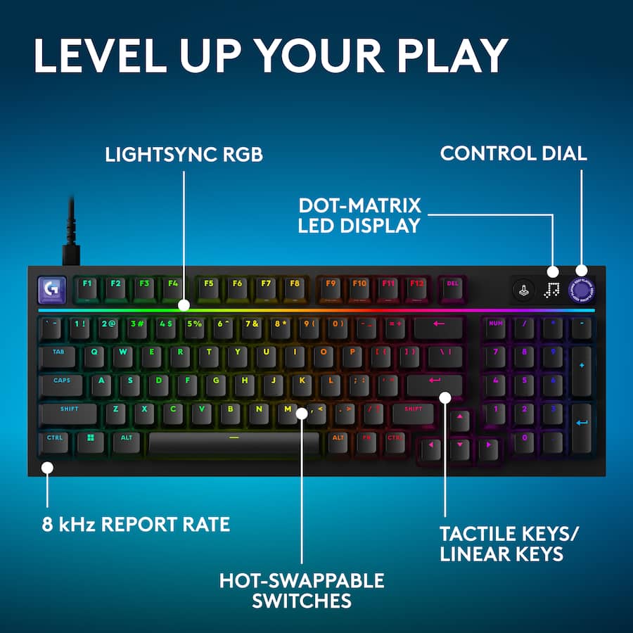 Dial Computer Keyboard Logitech G316 X 98 Gaming Wired RGB LIGHTSYNC Keyboard with Hot ...