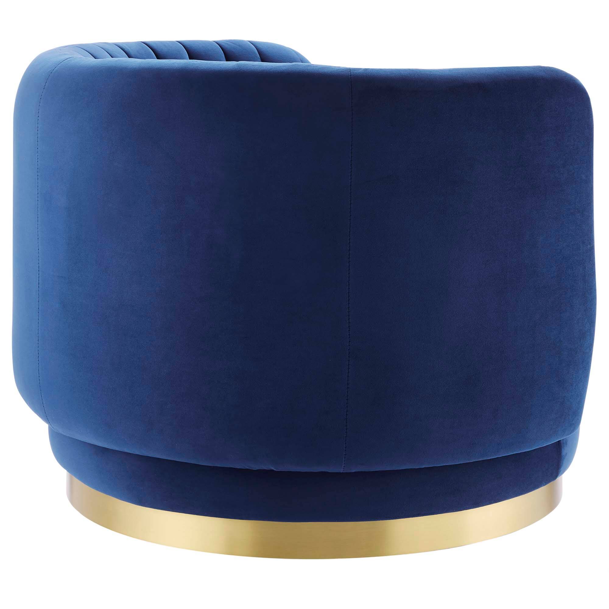 Alt View 1. Modway - Embrace Tufted Performance Velvet Swivel Chair by Modway - Gold Navy.