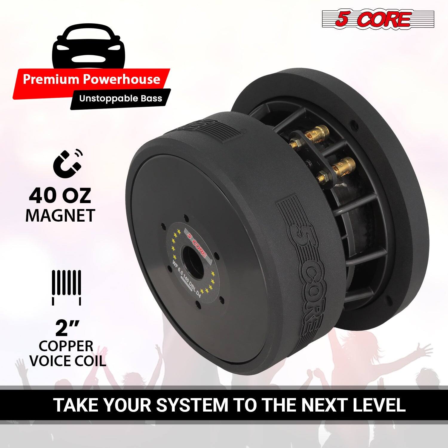 5 CORE 5Core 6.5 Inch Car Subwoofer Dual 4Ohm 1000W Replacement