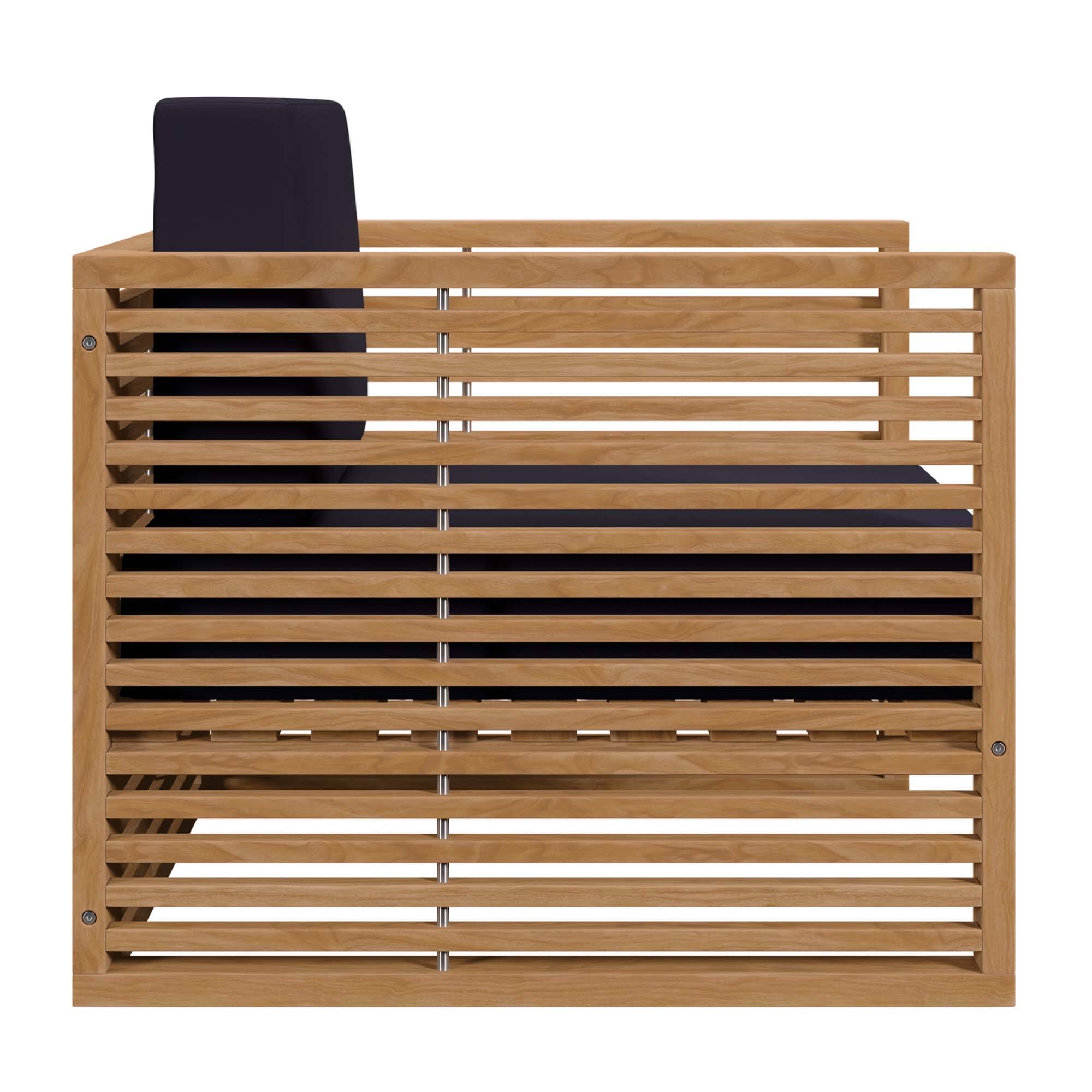 Alt View 1. Modway - Carlsbad 3-Piece Teak Wood Outdoor Patio Set - Grade A Premium Teak, All-Weather Cushions - Natural Navy.