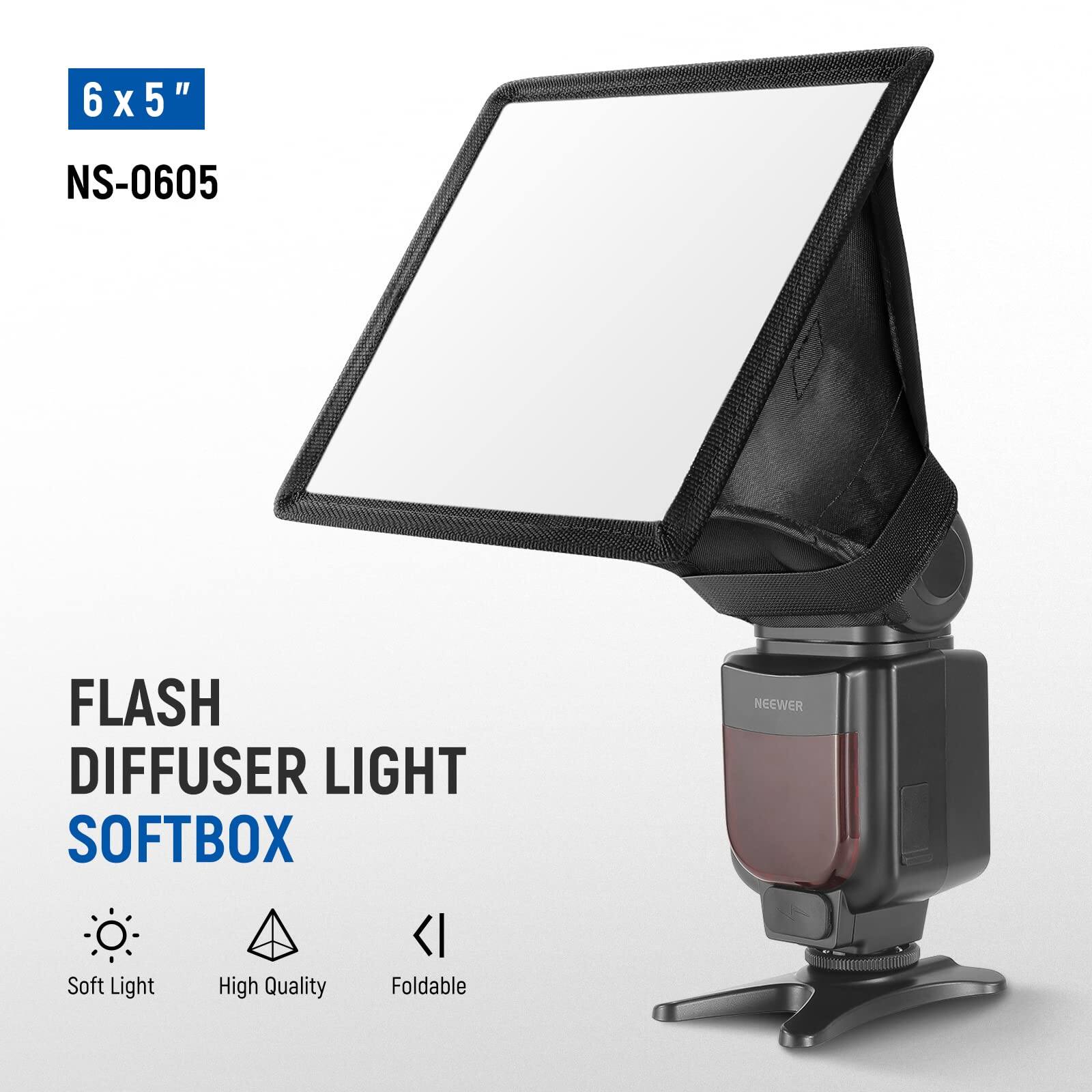 6 x 5"  
NS-0605  

FLASH DIFFUSER LIGHT SOFTBOX  

NEEWER Soft Light High Quality Foldable
