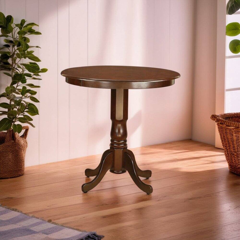 Left. FurniFact - Elegant Square Solid Wood Dining Table for Small Spaces in Brown Finish - Mahogany.