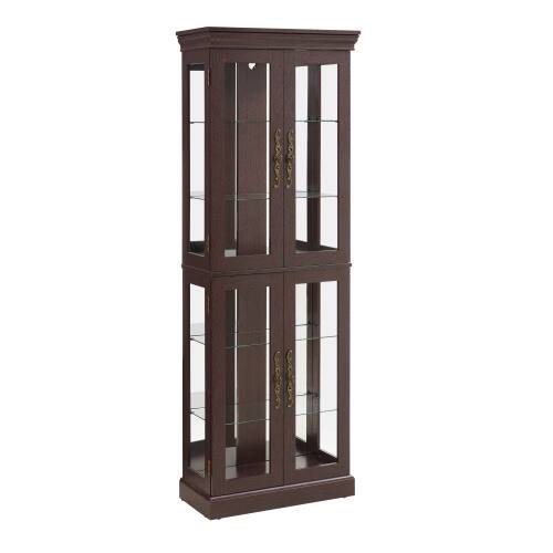 Alt View 4. LUCKY ONE - Freestanding Glass Display Cabinet with Shelves LED Light Storage for Collectibles Wine Toy Kitchen - Cherry.