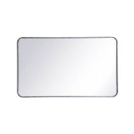 Elegant Decor - Soft corner metal rectangular mirror 24x40 inch - Silver