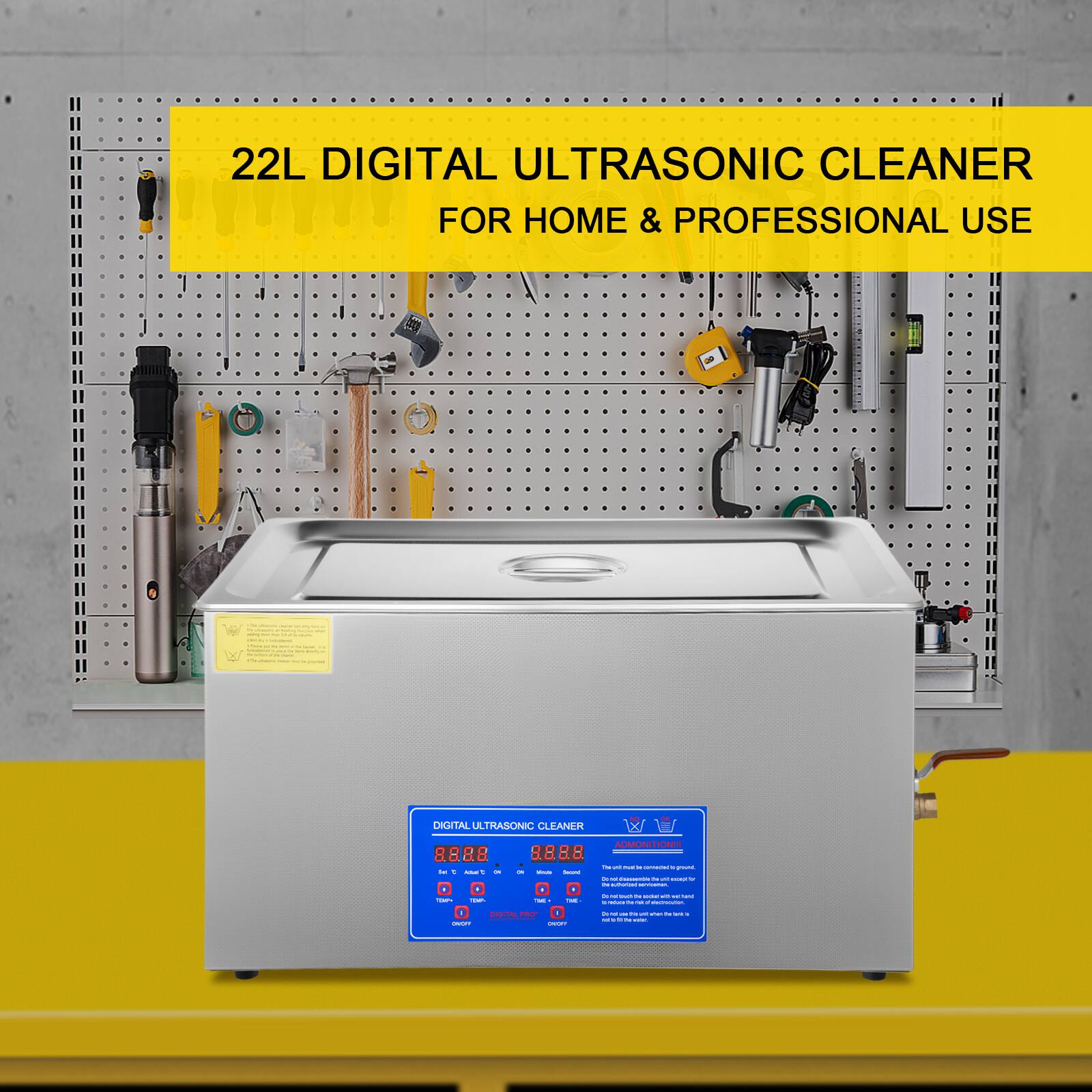 22L DIGITAL ULTRASONIC CLEANER FOR HOME & PROFESSIONAL USE

DIGITAL ULTRASONIC CLEANER

ADMONITION!!!
- Do not use the cleaner for cleaning food or food utensils.
- Do not use the cleaner for cleaning glass or plastic.
- Do not use the cleaner for cleaning jewelry or watches.
- Do not use the cleaner for cleaning electronic components.
- Do not use the cleaner for cleaning medical instruments.
- Do not use the cleaner for cleaning optical lenses.
- Do not use the cleaner for cleaning watches.
- Do not use the cleaner for cleaning jewelry.
- Do not use the cleaner for cleaning watches.
- Do not use the cleaner for cleaning jewelry.
- Do not use the cleaner for cleaning watches.
- Do not use the cleaner for cleaning jewelry.
- Do not use the cleaner for cleaning watches.
- Do not use the cleaner for cleaning jewelry.
- Do not use the cleaner for cleaning watches.
- Do not use the cleaner for cleaning jewelry.
- Do not use the cleaner for cleaning watches.
- Do not use the cleaner for cleaning jewelry.
- Do not use the cleaner for cleaning watches.
- Do not use the cleaner for cleaning jewelry.
- Do not use the cleaner for cleaning watches.
- Do
