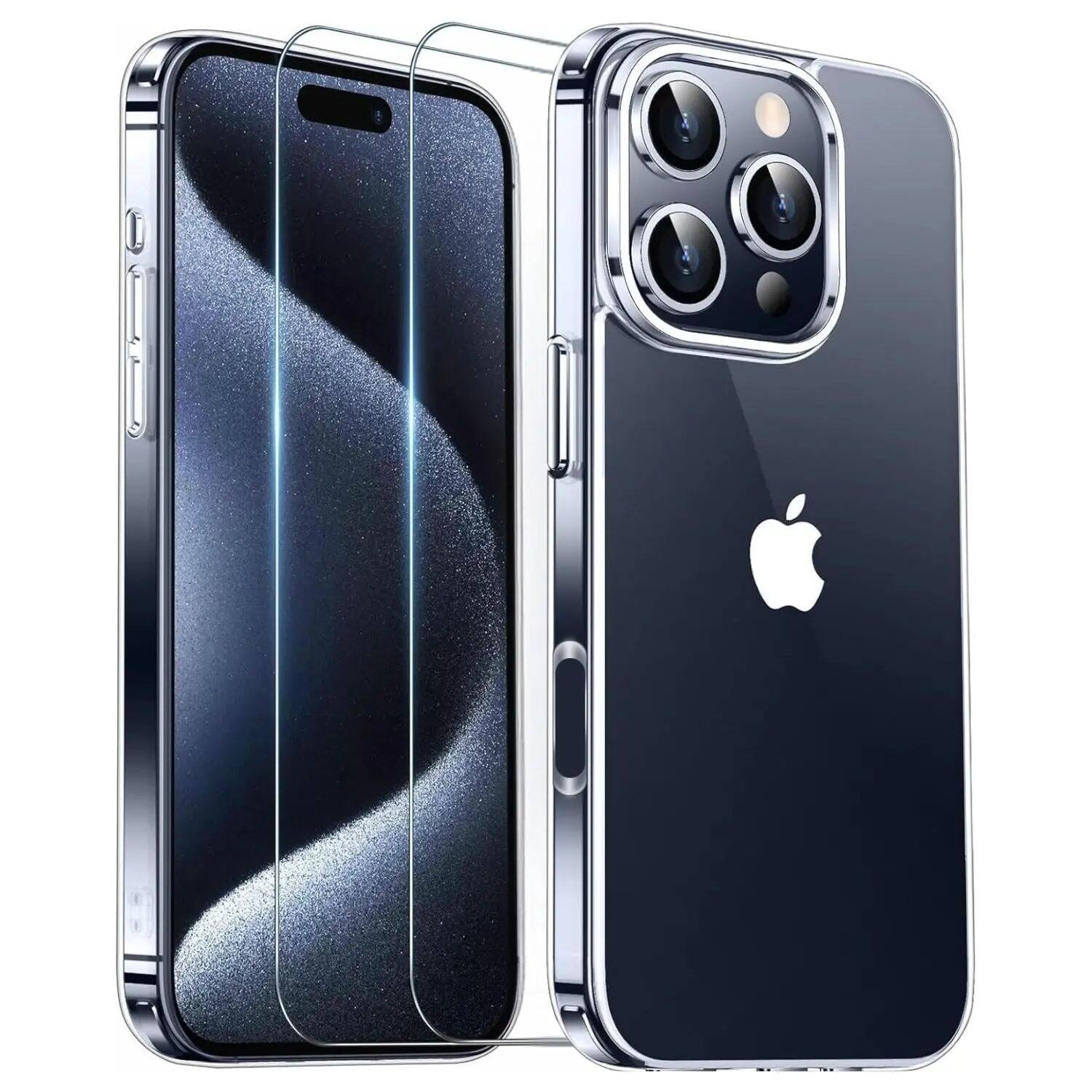 Front. Entronix - Entronix Bundle for iPhone 16 Pro - [Hard Back] Clear Case & 2 Clear Screen Protectors - Clear.