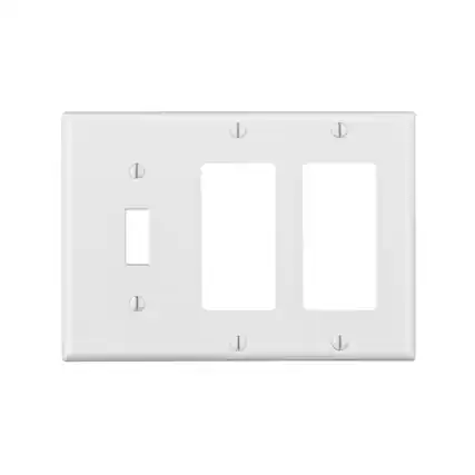 Front. Leviton - Leviton White 3 gang Thermoset Plastic Decorator/Toggle Wall Plate 1 pk - White.