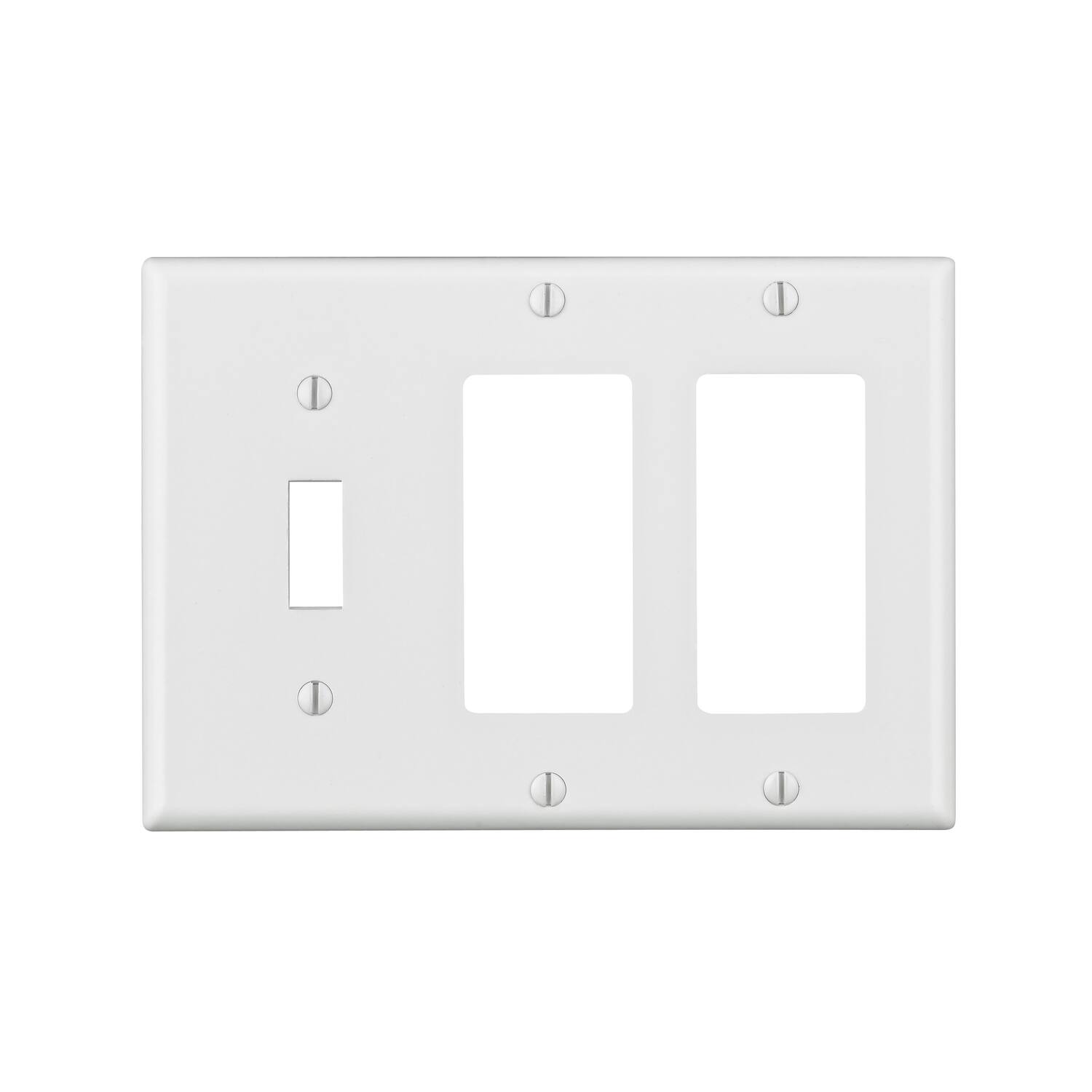Front. Leviton - Leviton White 3 gang Thermoset Plastic Decorator/Toggle Wall Plate 1 pk - White.
