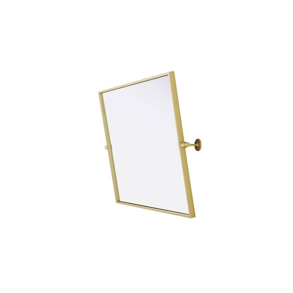 Back. Elegant Kitchen and Bath - Amoura 24X32 Pivot Mirror In Brass - Brass.