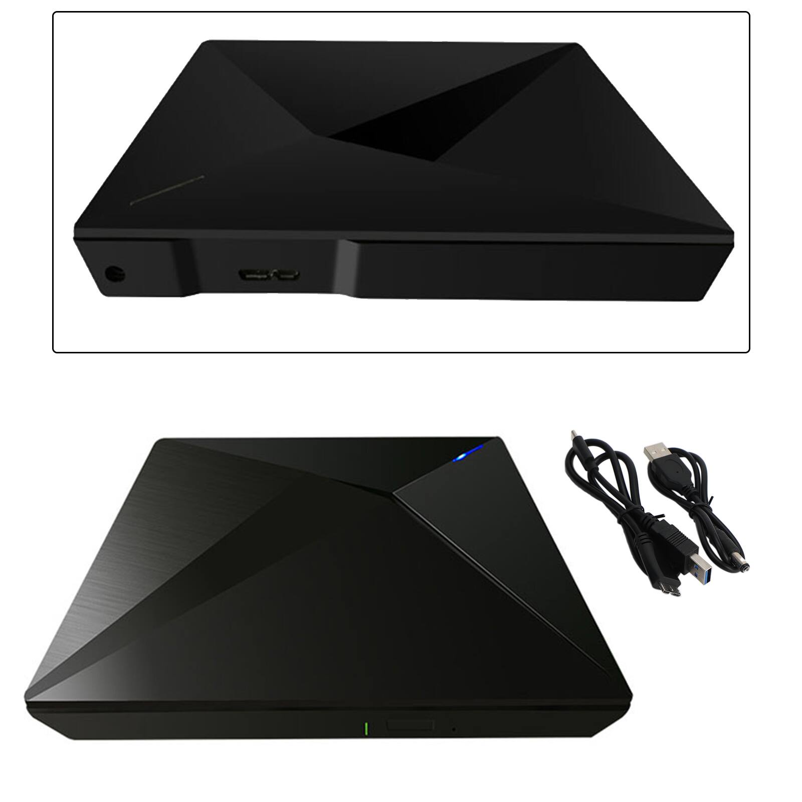 Left. Topteng - Ultra Thin External DVD Drive - USB 3.0 & Type-C, Portable CD/DVD Burner for Laptop, PC & Mac.