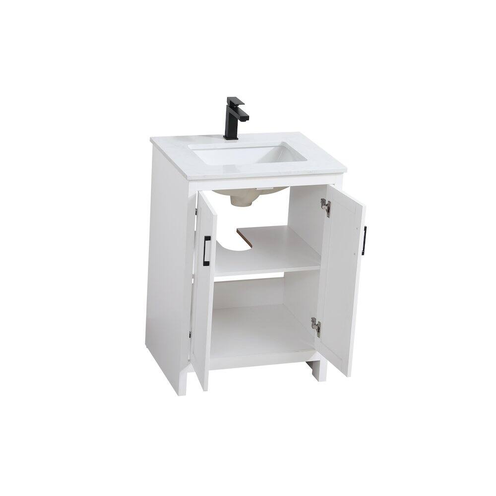 Alt View 1. Elegant Kitchen and Bath - Finnley 24 Inch Single Bathroom Vanity In White - White.