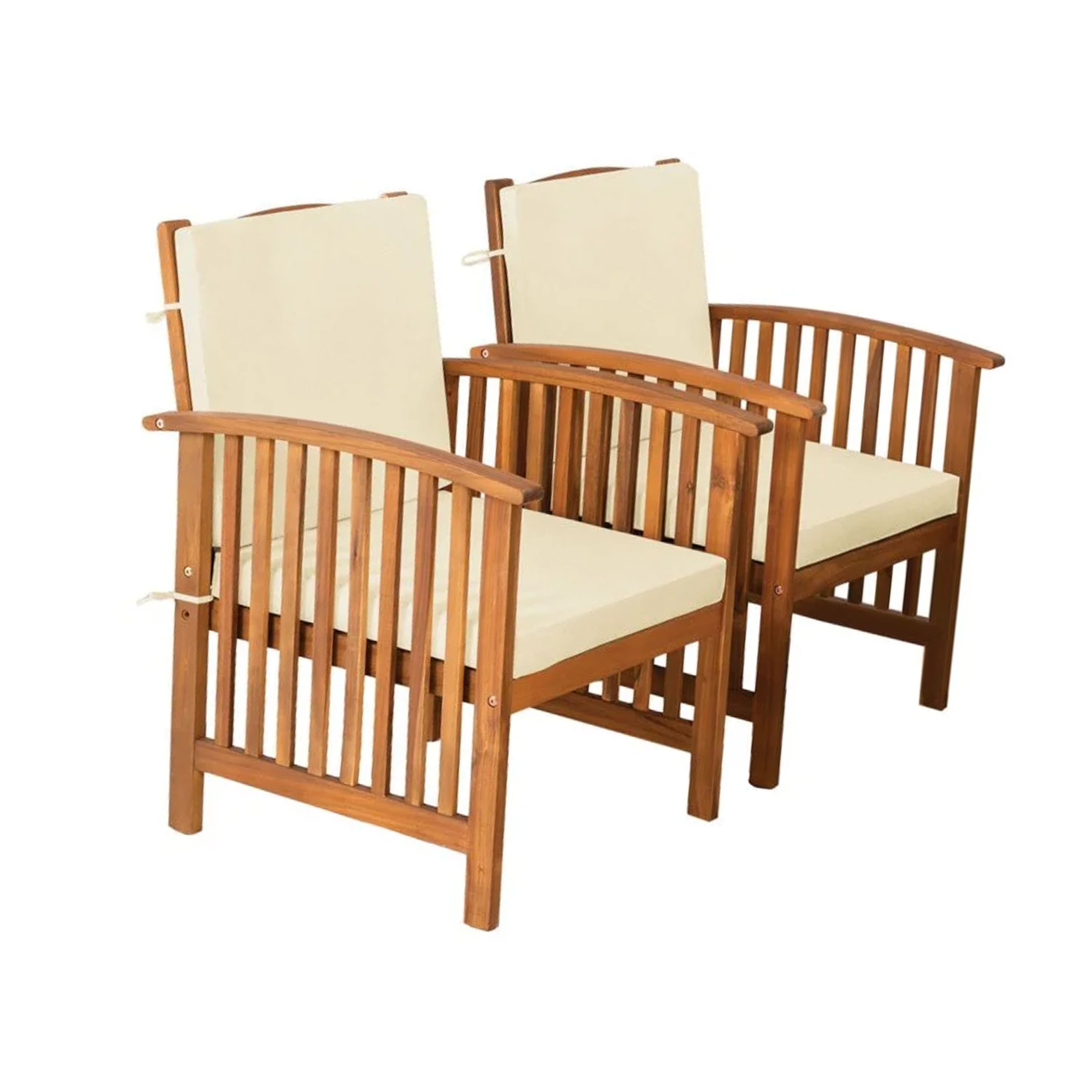 Manhattan Lane - Kaila Outdoor Armchair Set of 2, Beige Cushions - Beige, Natural Brown