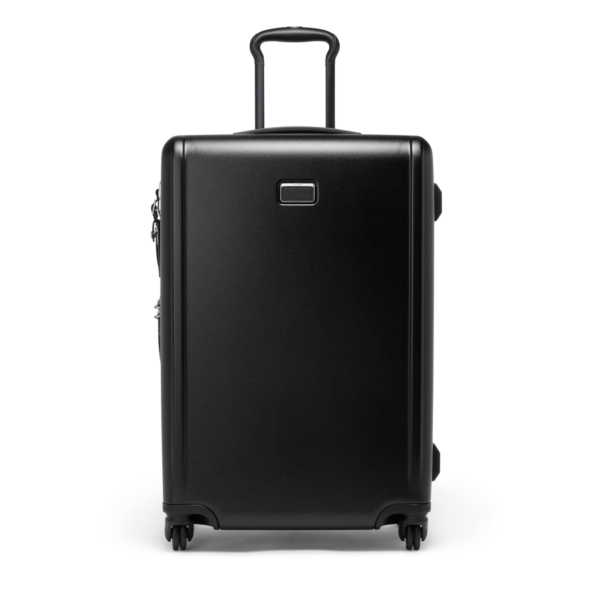 Front. TUMI - Ventra Medium Expandable Checked Spinner Suitcase - Black Texture.