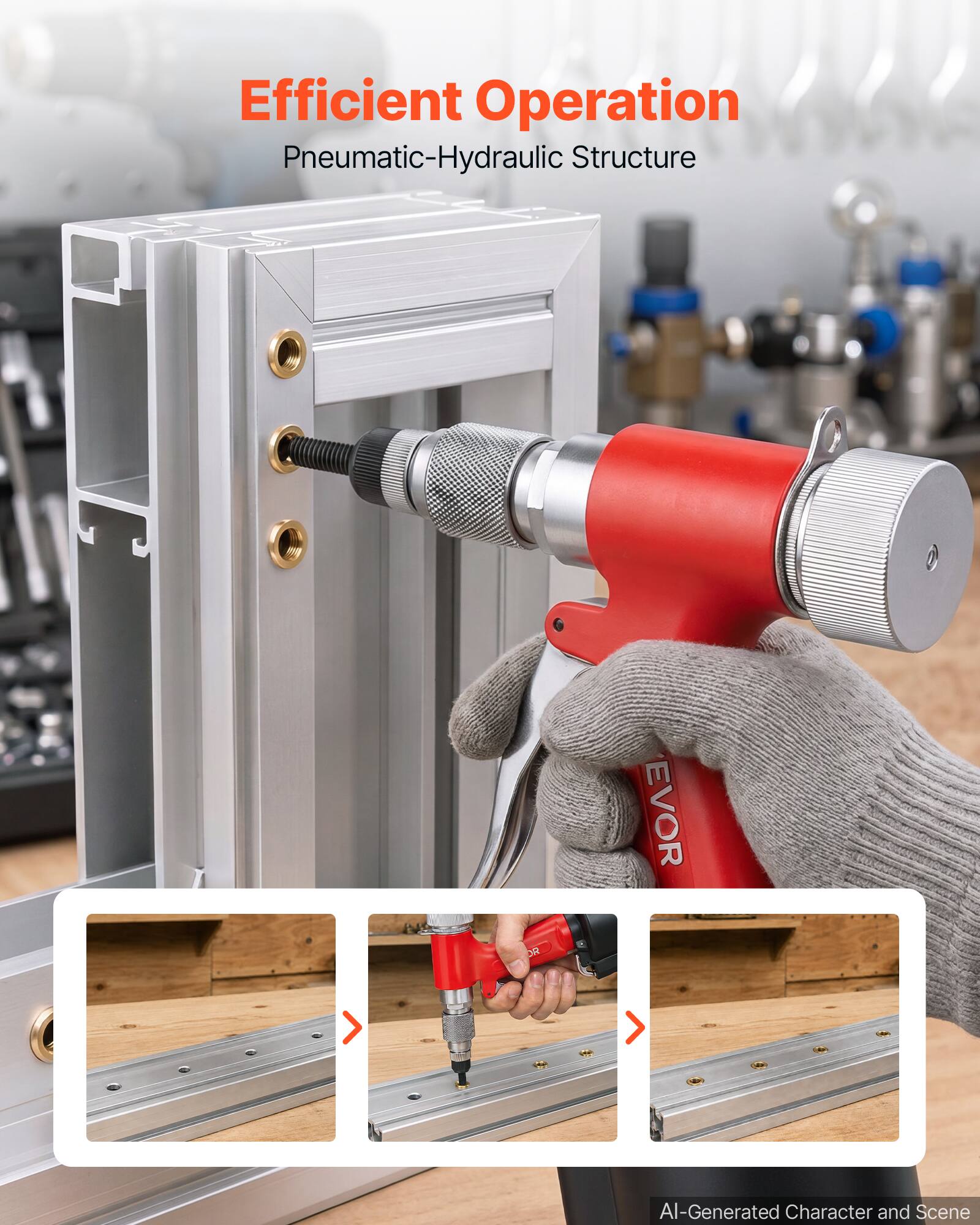 Efficient Operation  
Pneumatic-Hydraulic Structure  

EVOR  

AI-Generated Character and Scene