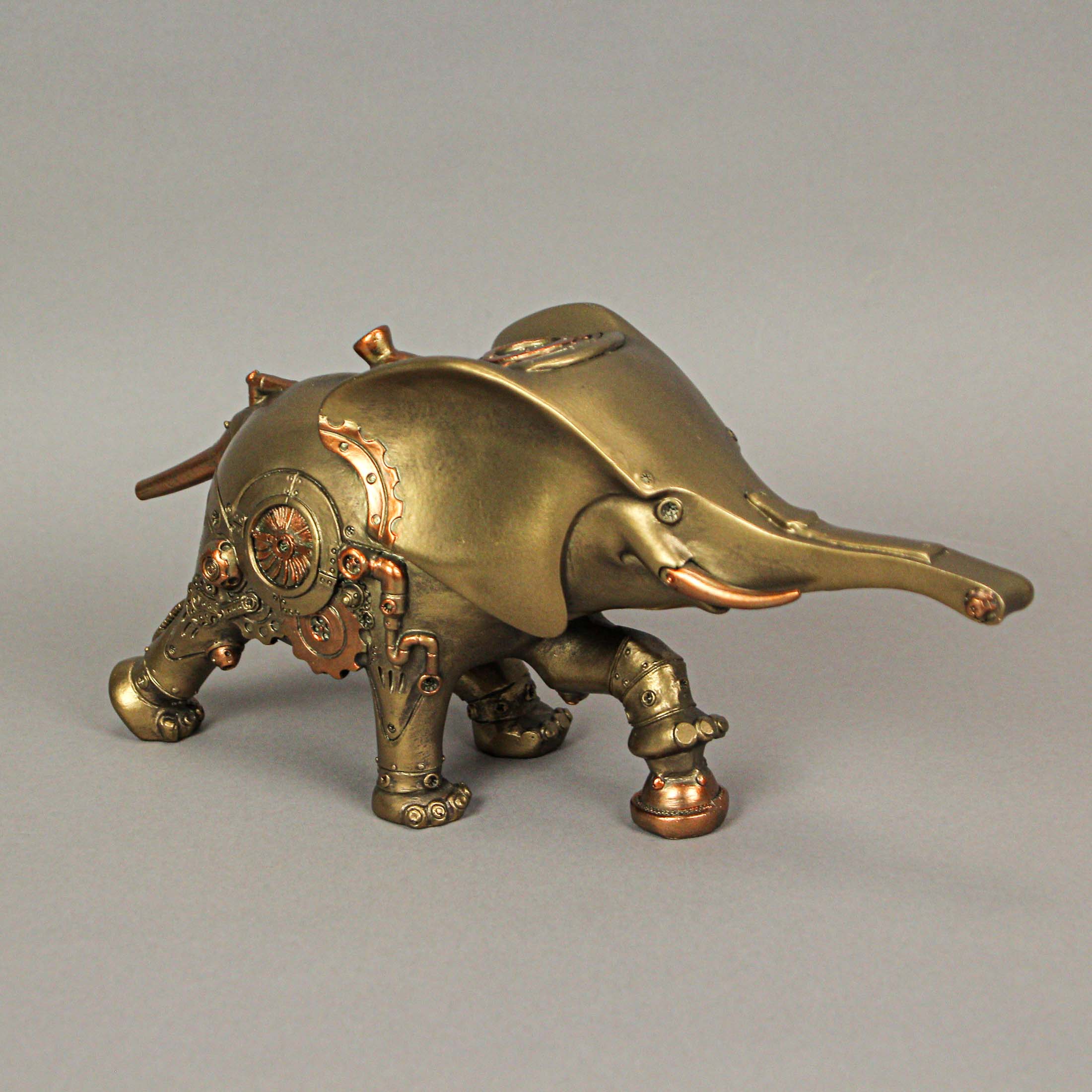 Alt View 7. Zeckos - Resin Bronze Copper Steampunk Elephant Sculpture Decorative Home Decor Figurine - Bronze.