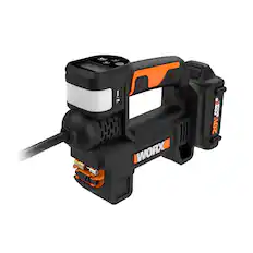 Front. WORX - 20V MAX Cordless Multi-Function Air Pump Inflator (1 x 2.0aH Battery and 1 x Charger Included) - Black.