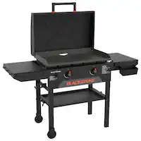 Blackstone - Original 28-in. 2-Burner Outdoor Omnivore Griddle with Hood and Side Shelf Railing System - Black - Angle_Zoom