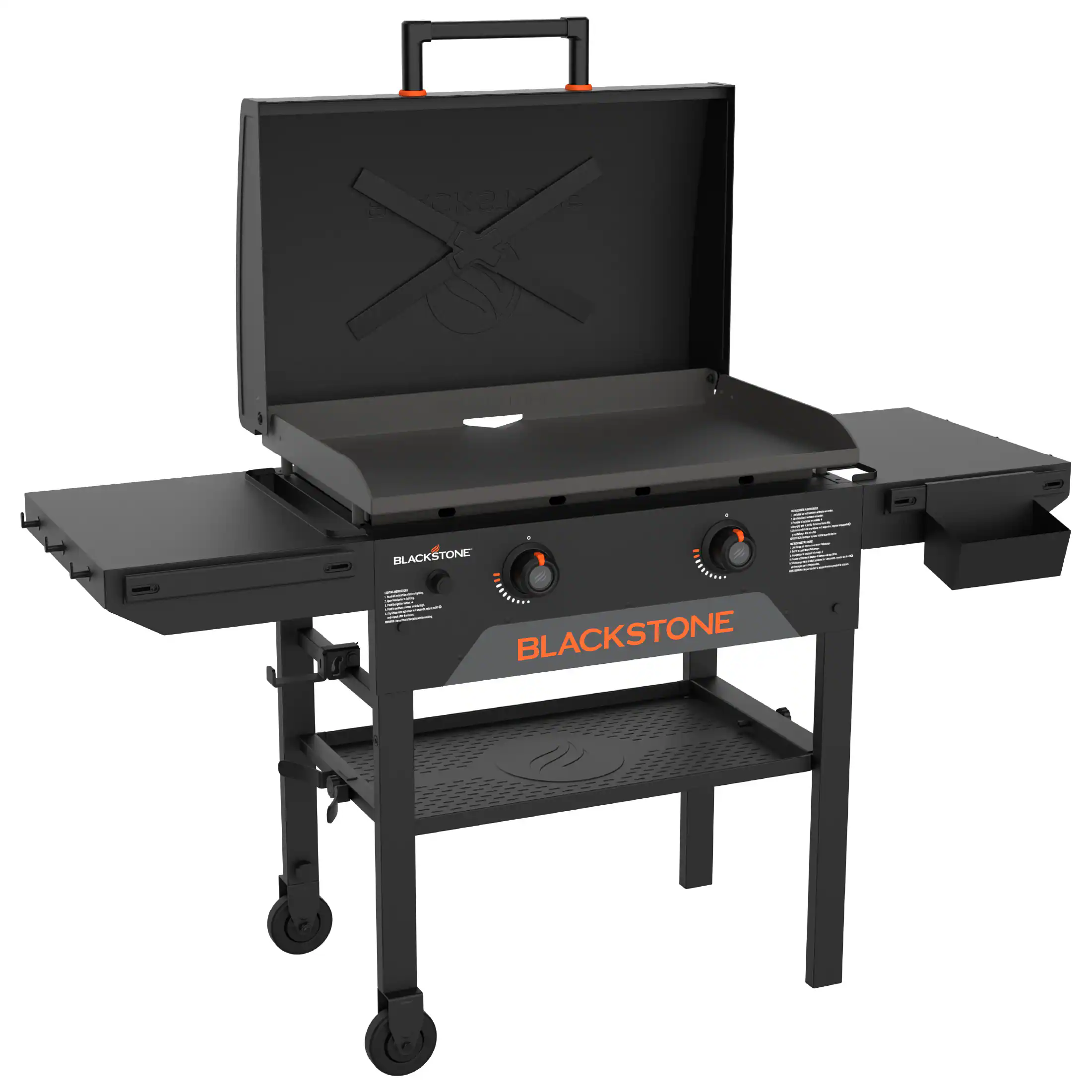 Blackstone - Original 28-in. 2-Burner Outdoor Omnivore Griddle with Hood and Side Shelf Railing System - Black