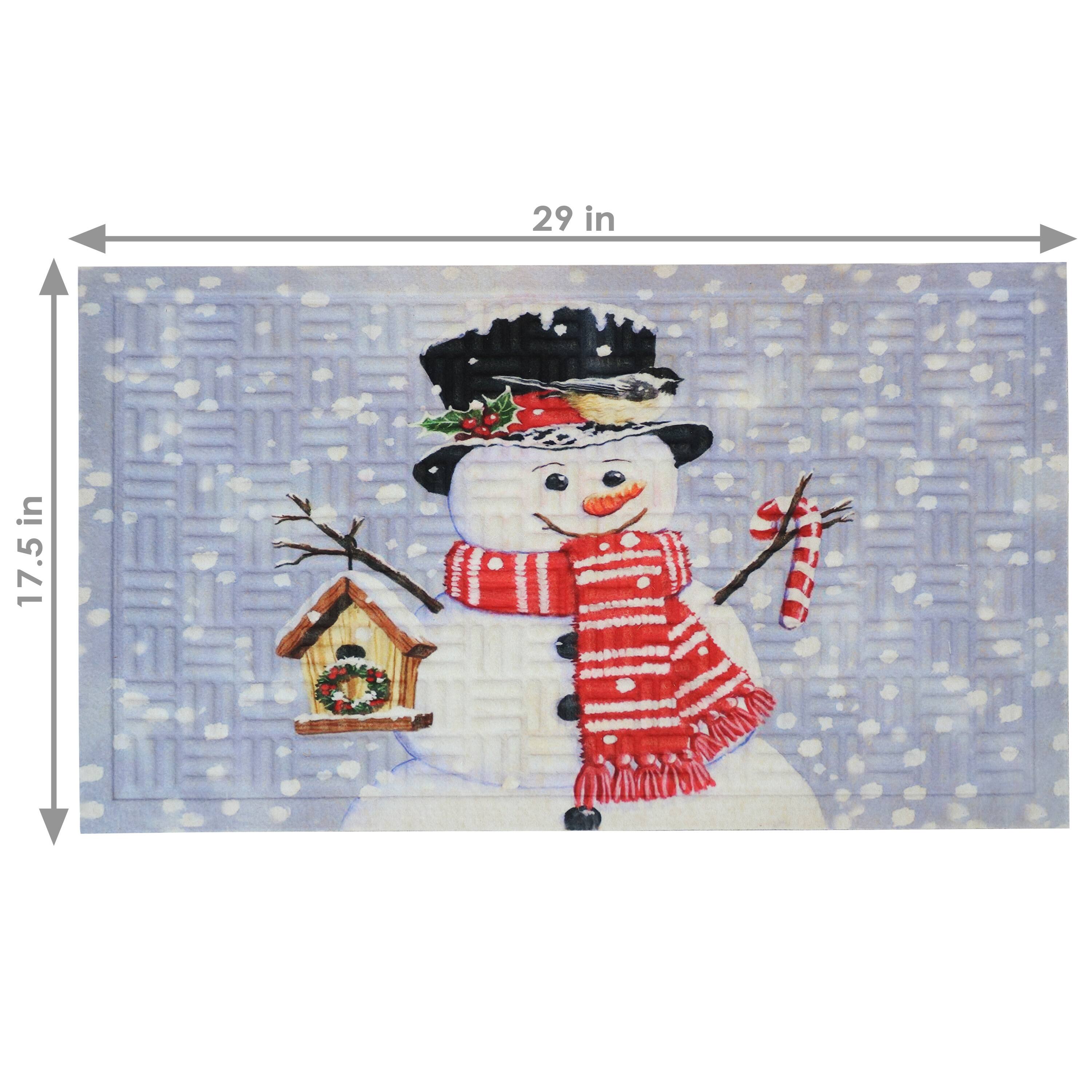 Alt View 2. Sunnydaze - Indoor Holiday Entrance Doormat - 17.5 in x 29 in - Snowman White.