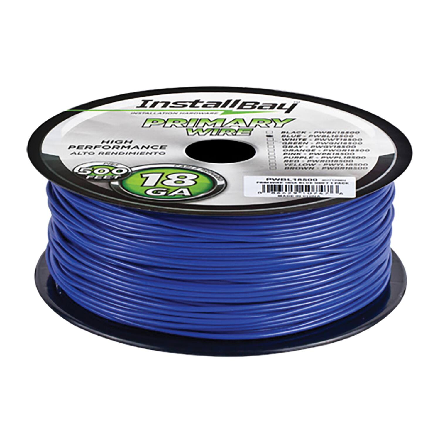 InstallBay  
PRIMARY WIRE  
HIGH PERFORMANCE  
ALTO RENDIMIENTO  
600 FEET  
18 GA  
BLACK - PWBL1800  
WHITE - PWBL1800  
GRAY - PWBL1800  
PINK - PWBL1800  
RED - PWBL1800  
BROWN - PWBL1800