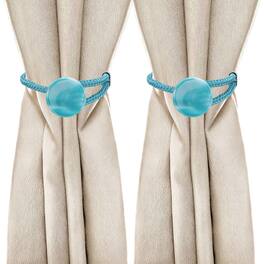 Unique Bargains - Premium 2pcs Rope Curtain Tiebacks with Buckle Decorative Holders for Home Office Thin Sheer Window Curtains - Porcelain blue