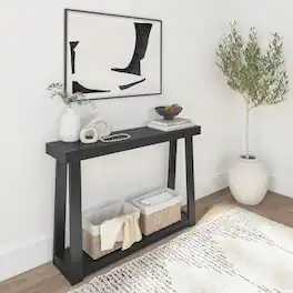 Plank+Beam - Classic Console Table with Shelf - 46 inches - Black