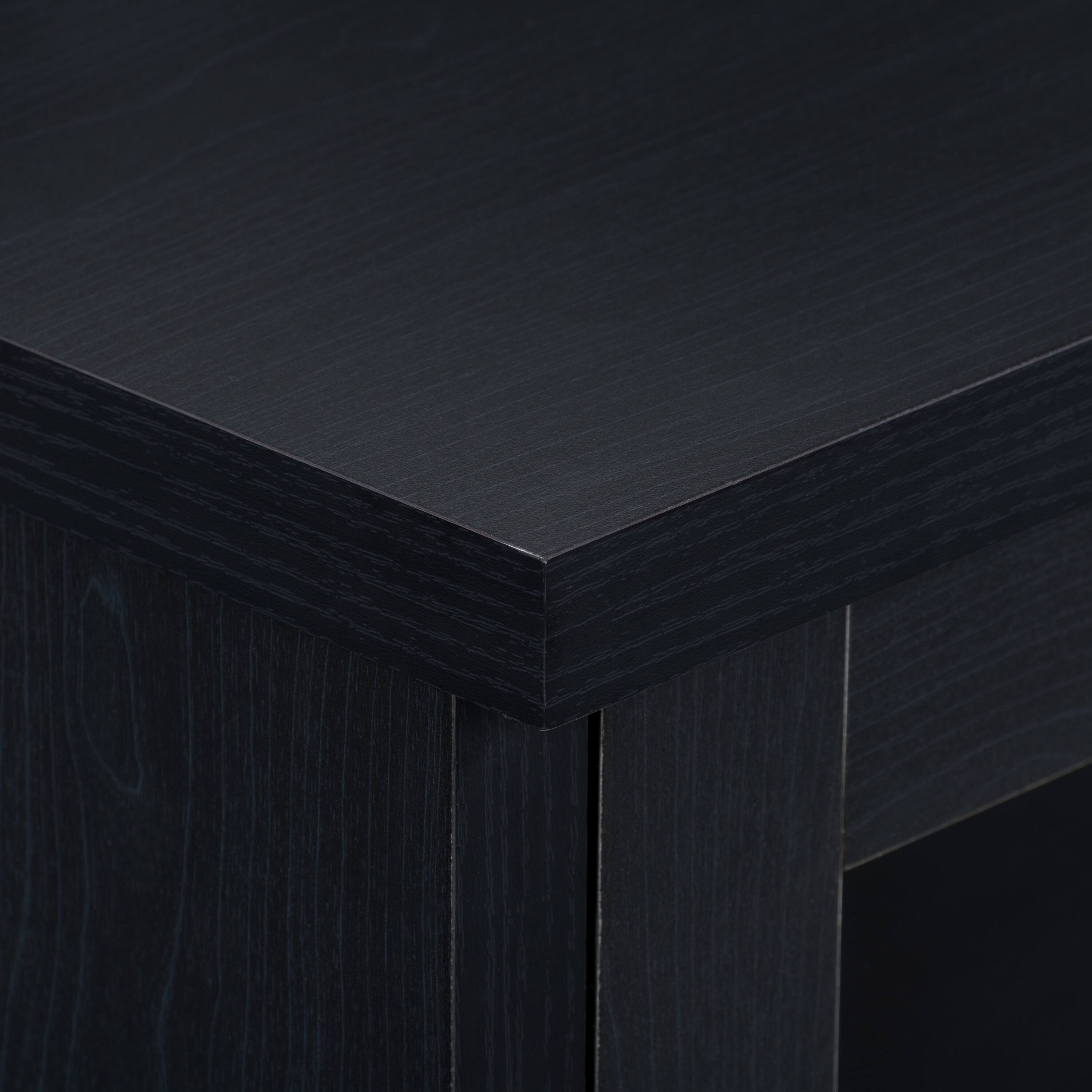 Alt View 11. CorLiving - Fremont TV Bench with Glass Cabinets for Most TVs up to 95" - Ravenwood Black.