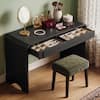Front. Bestier - 47 Inch Modern Writing Desk with Arched Fluted & 2 Large Storage Drawers - Black Grained.