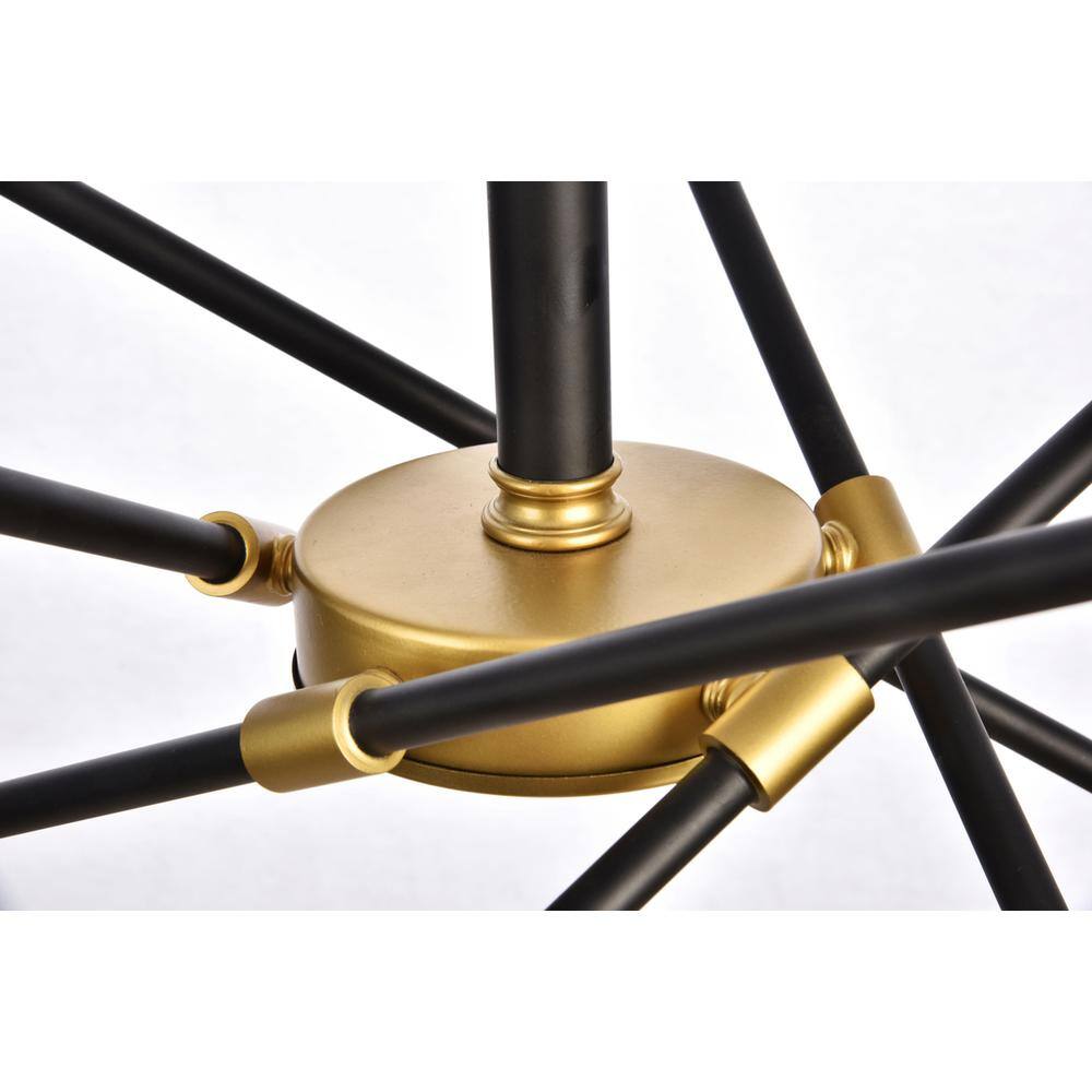 Back. Living District - Axel Collection Chandelier D27.2 H32.5 Lt:10 Black and Brass Finish - Black And Brass.