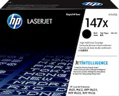 **HP LASERJET Original HP Toner W1470X 147x Black**
- **Tinta Negra**
- **Mlu den Noire**
- **High Yield Toner Cartridge**
- **Cartouche de toner à rendement élevé**
- **Cartucho de toner de alto rendimiento**
**JET INTELLIGENCE**
- **Powerful printing. Energy smart.**
- **Impresión potente. Energía inteligente.**
- **Impressão potente. Energia inteligente.**
- **Inh makh. Nang tugng thong teim.**
**Compatible with:**
- **HP LaserJet Enterprise M611, M612, MFP M634, MFP M635, MFP M636**