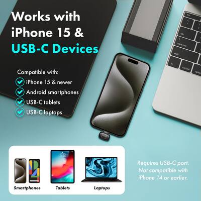 Movo NanoMic - Microphone Sans Fil USB-C Double Pour IPhone 15/16, Android, IPad Pro - Micro Cravate Vlogging