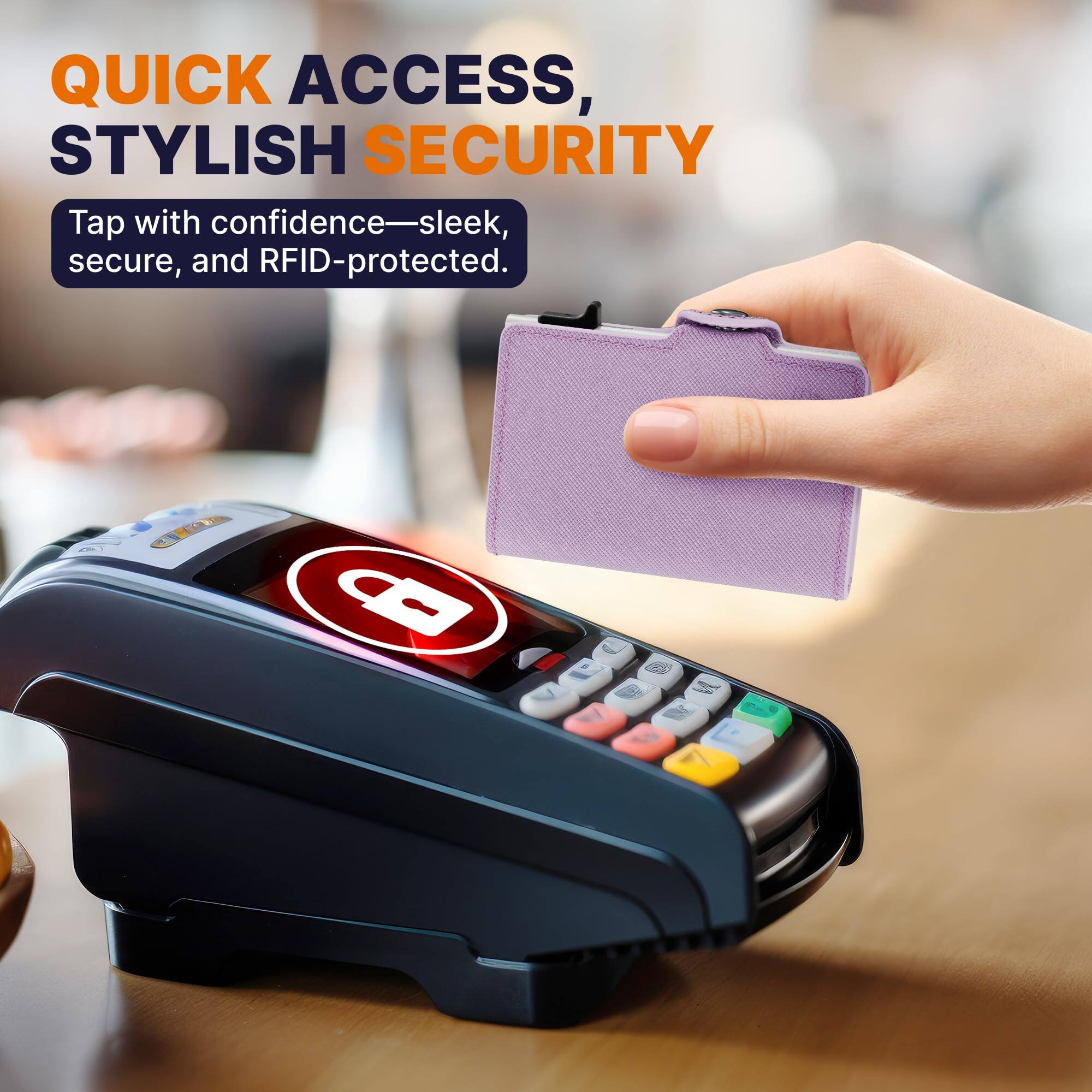 Alt View 1. Jadie Link - Small Rfid Wallet Women Slim Compact Travel Blocking Credit Card Holder Womens Smart Pop Minimalist Case Capacity 6-10 - Saffiano Light Pink.