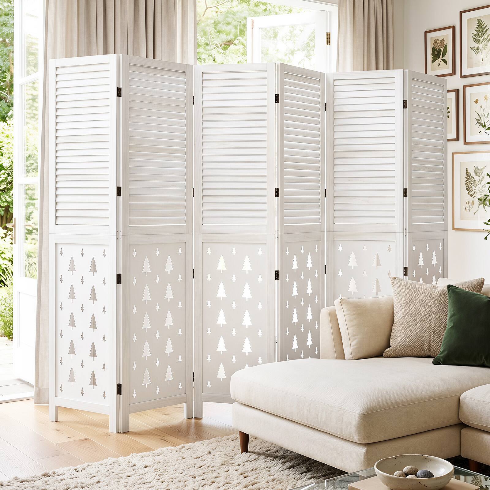 Alt View 1. Costway - Costway 67" Tall Wood Room Divider, 6 Panel, Folding Privacy Screen for Room Separation - White.