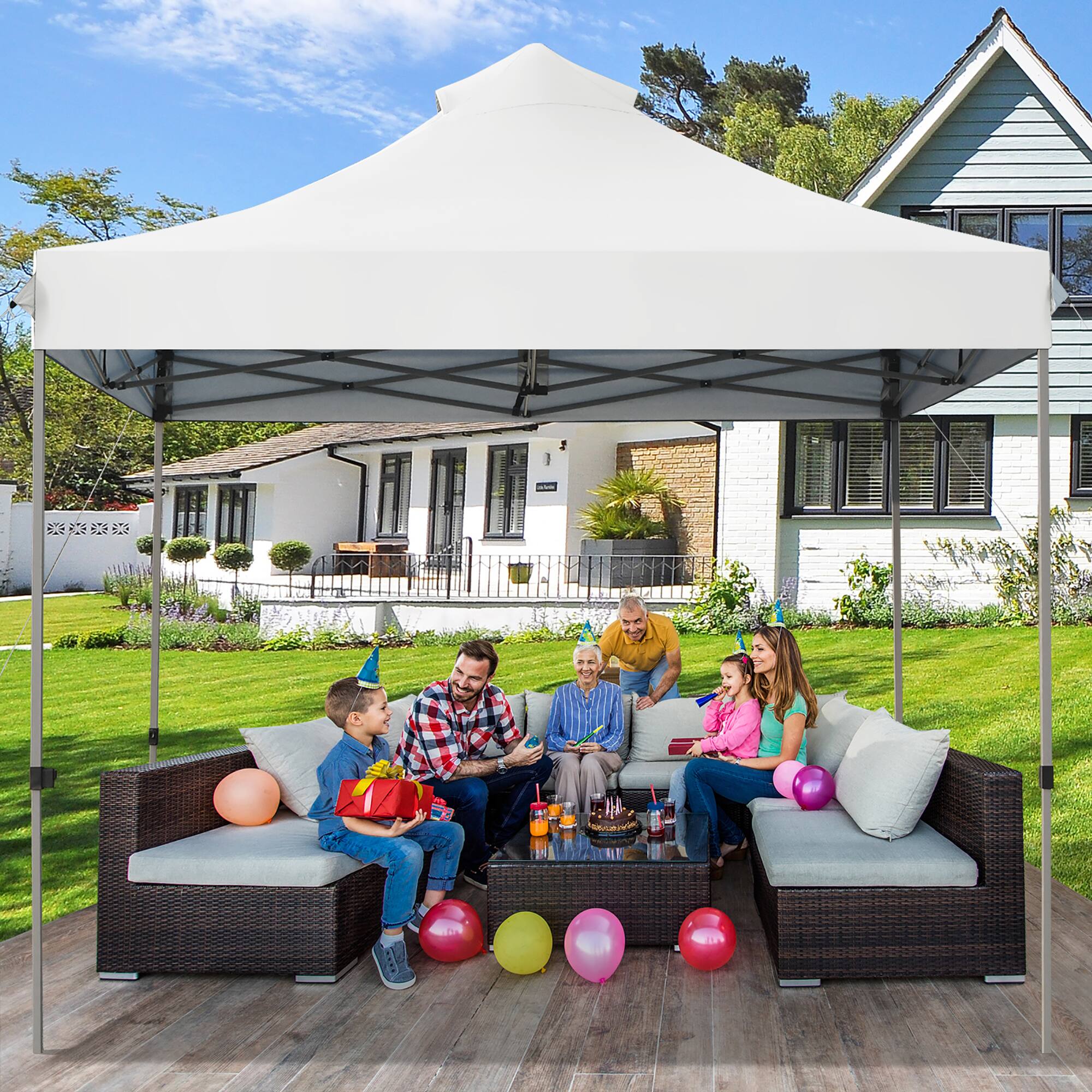 Alt View 3. Costway - Costway 10' x 10' Portable Pop Up Canopy Event Party Tent Adjustable W/Roller Bag - White.