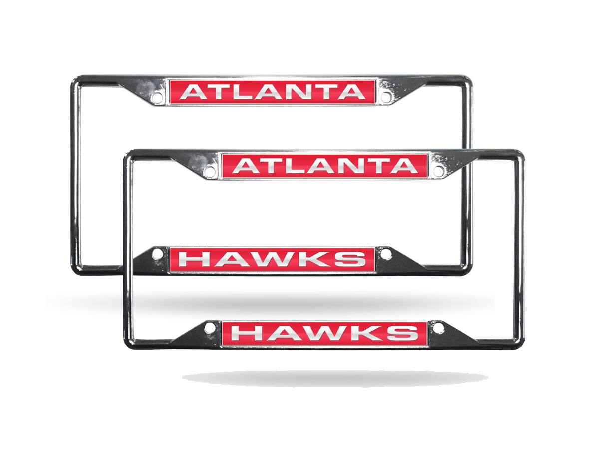 Atlanta Hawks NBA (Set of 2) All Corner EZ View Chrome Metal Laser Cut License Plate Frames