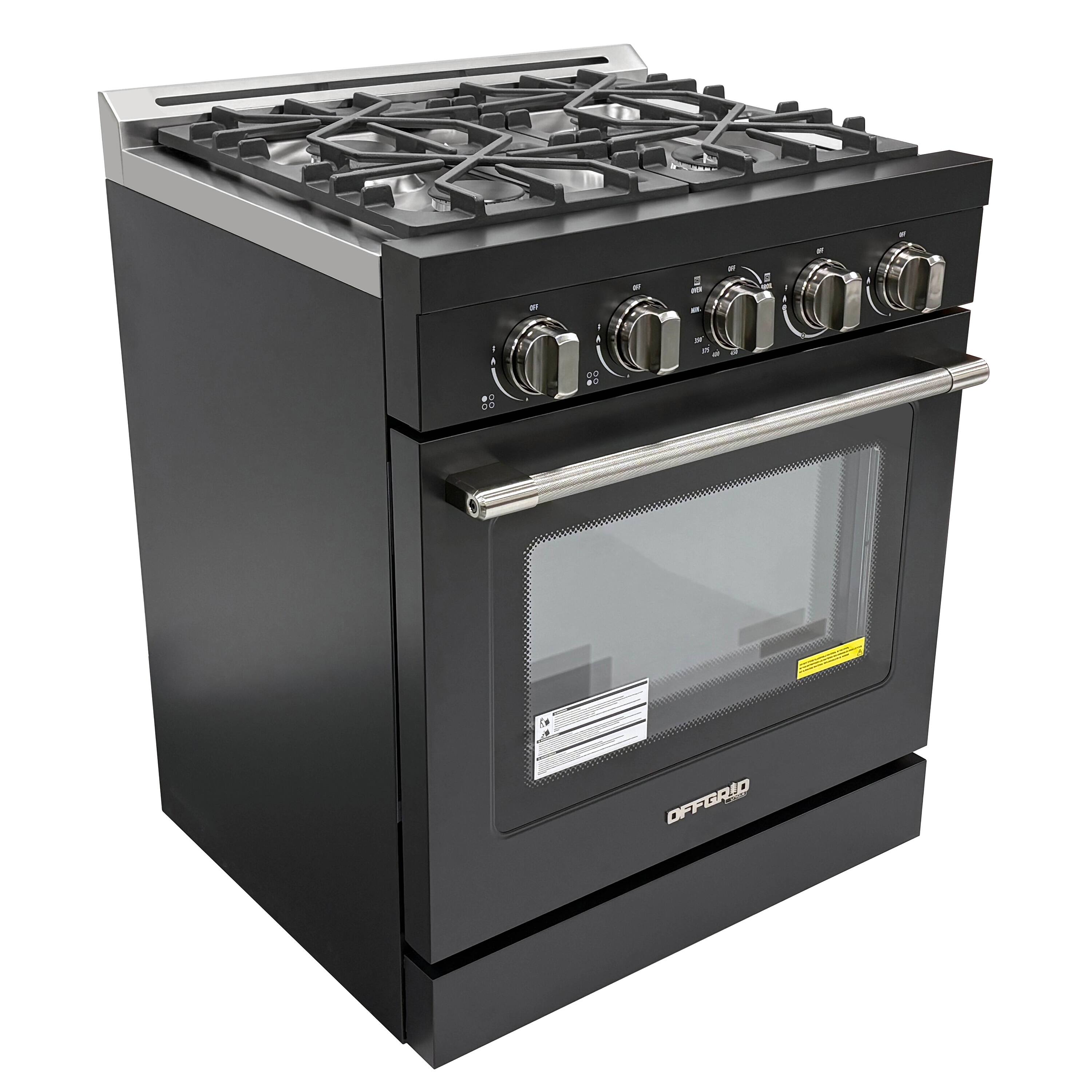 Alt View 1. Unique Appliances - Off-Grid 30 in. Wide 4 Burner 5.1 Cu. Ft. Freestanding LP Gas Range with Waist-High Broiler and Manual Clean - Black.