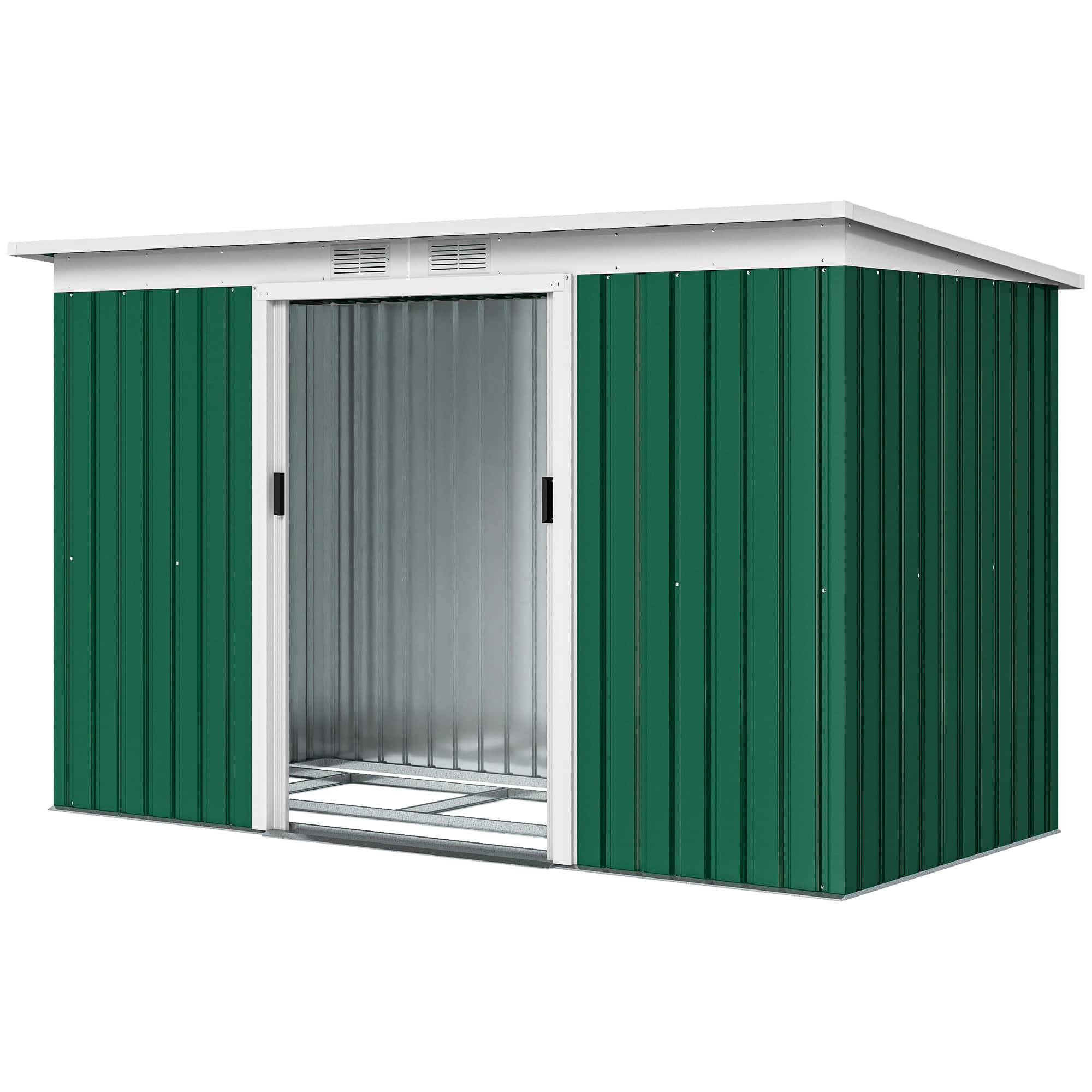 Outsunny - x 4' Metal Outdoor Storage Shed, Tool House with Double Lockable Doors for Backyard, Patio, Lawn, Garage