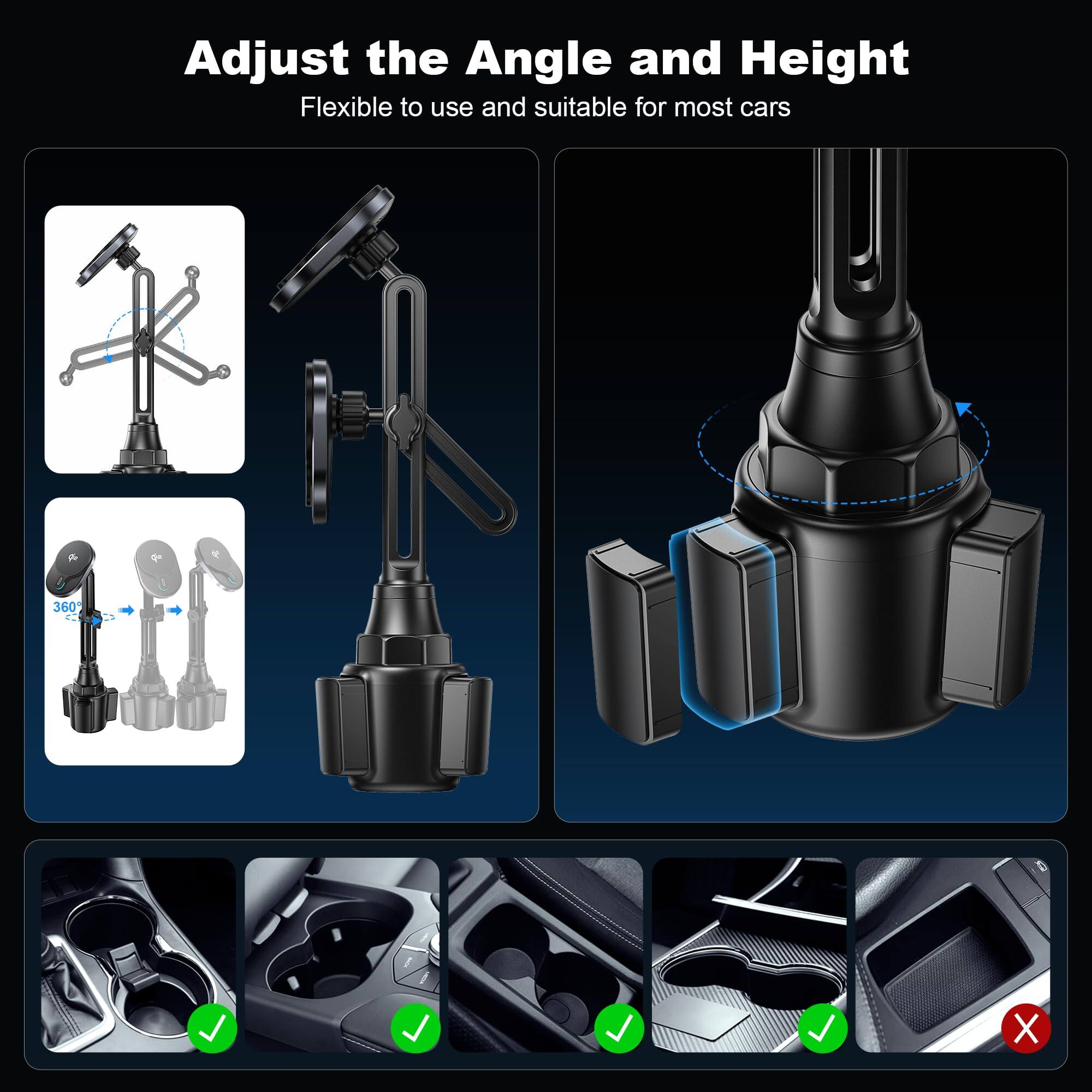 Adjust the Angle and Height  
Flexible to use and suitable for most cars