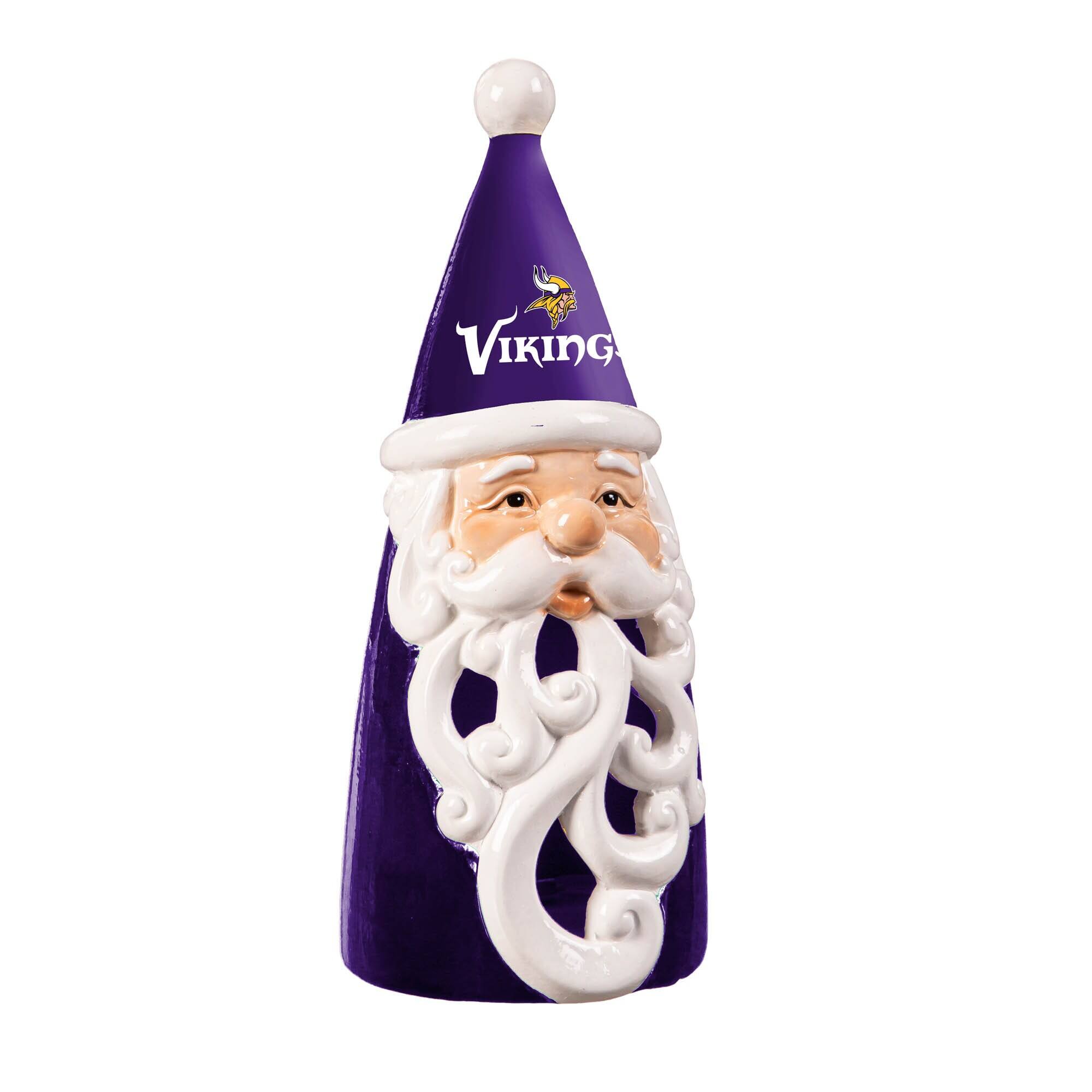 Front. Evergreen Enterprises - Minnesota Vikings 8" LED Santa Statue - Purple.