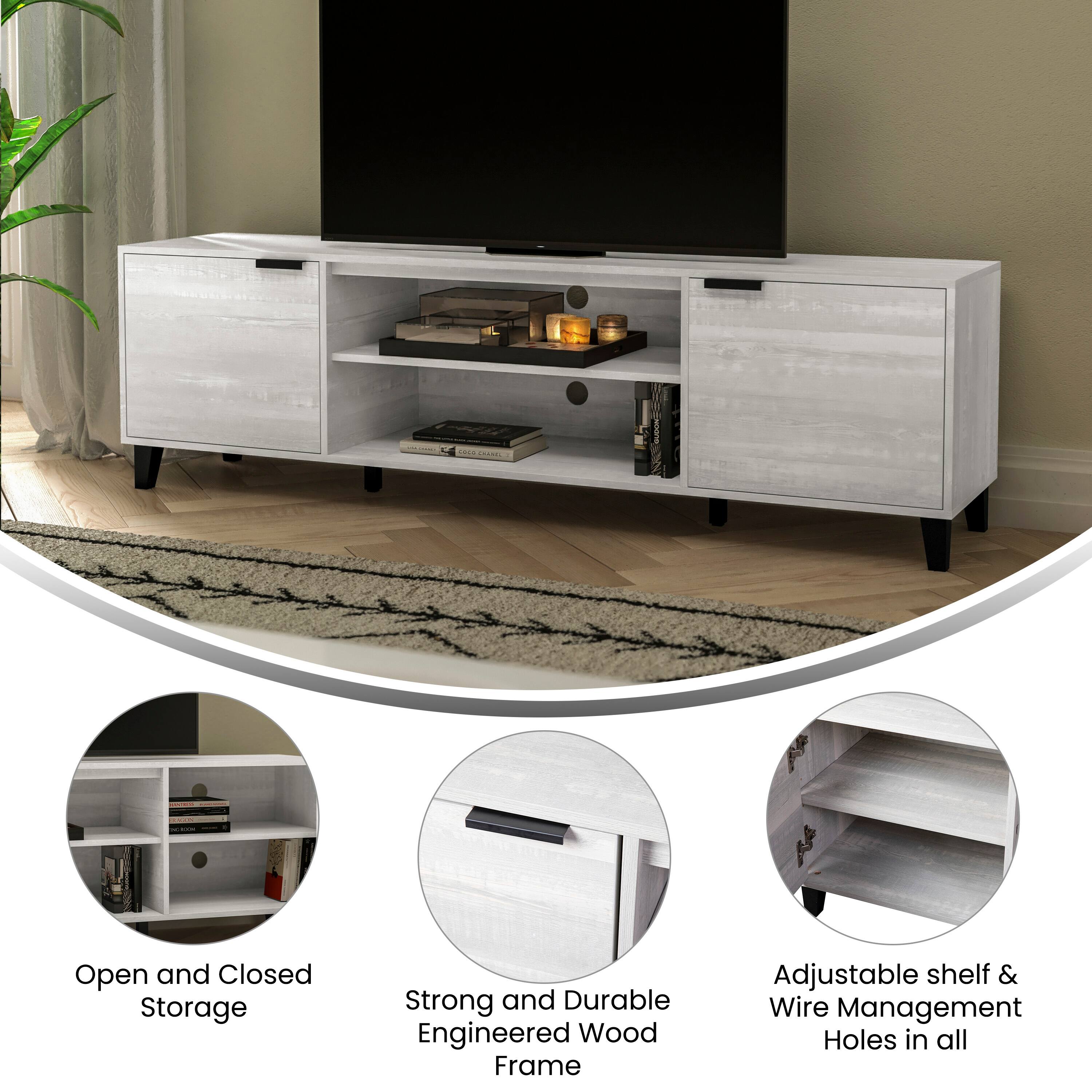 ECE Open and Closed Storage  
Strong and Durable Engineered Wood Frame  
Adjustable shelf & Wire Management Holes in all