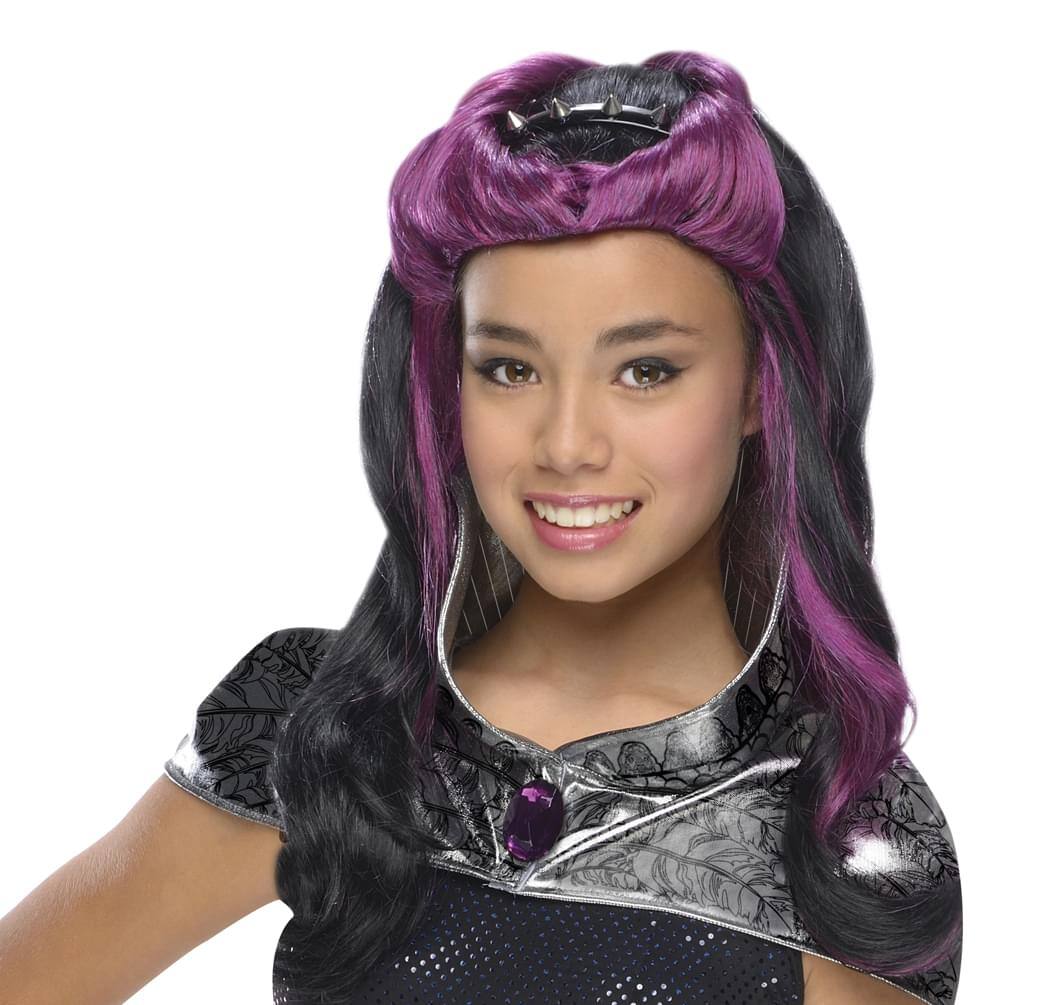 Front. Rubies - Ever After High Raven Queen Child Costume Wig With Headpiece - Purple.
