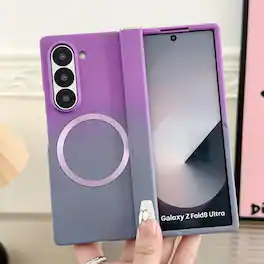 Dteck - for Samsung Galaxy Z Fold8 Ultra Matte Gradient Magnetic Case,Shockproof Slim Hard PC Hinge Cover,Qi Wireless Charg - Purplegray