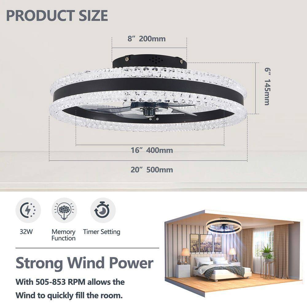 **PRODUCT SIZE**

- 8" 200mm
- 6" 145mm
- 16" 400mm
- 20" 500mm

**Features:**

- 32W
- Memory Function
- Timer Setting

**Strong Wind Power**

With 505-853 RPM allows the Wind to quickly fill the room.