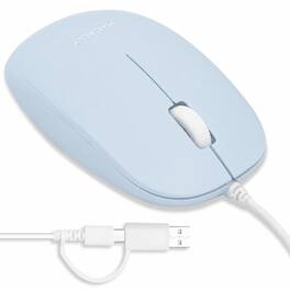 Macally - Wired Mouse for Mac and PC - Dual USB C + A Plug - Simple Ambidextrous 3 Button USB Mouse Wired - Wired - Blue