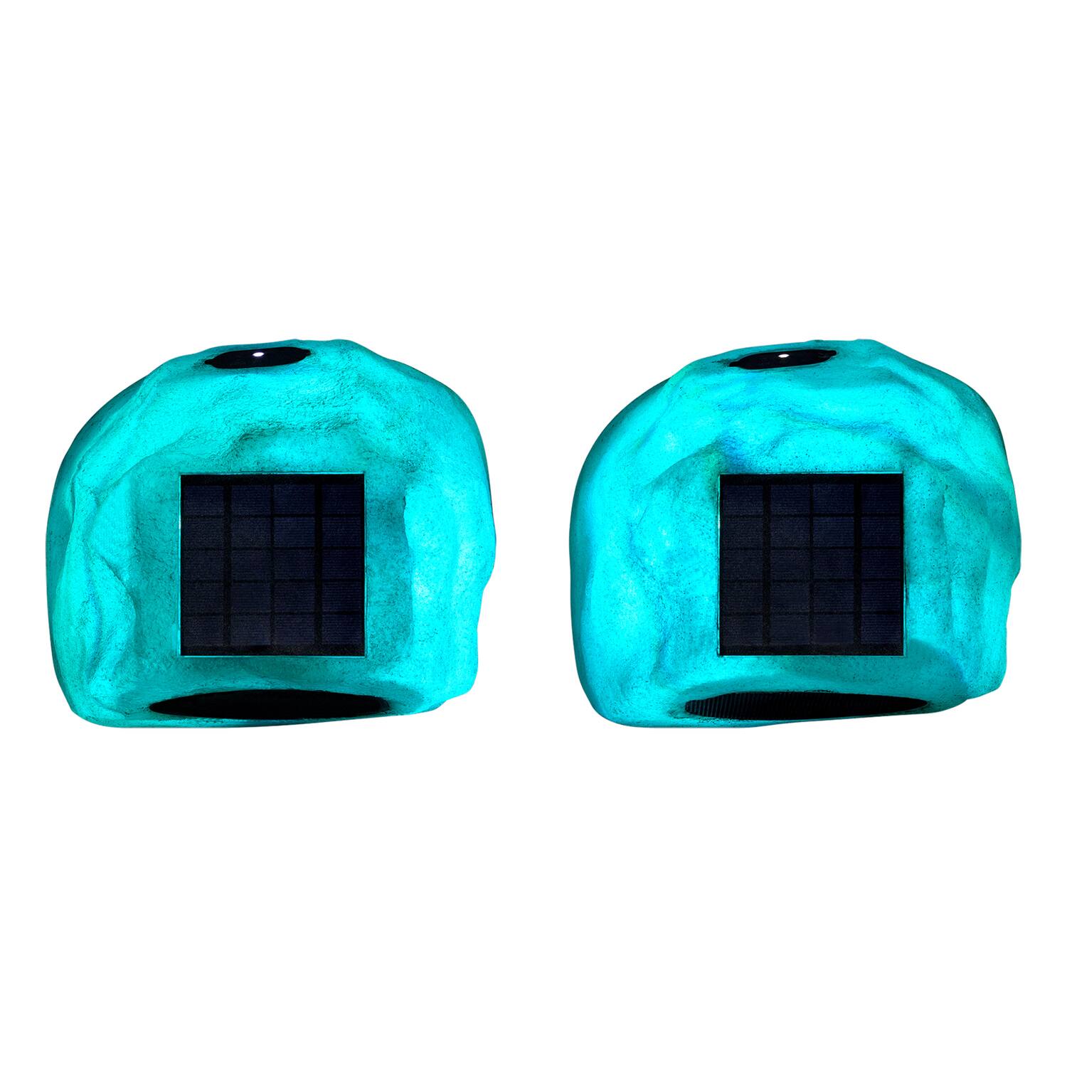 Alt View 10. Gemini - Gemini Ghrk-500ltms-pr Ghrk-500ltms Solar Bluetooth Tws 30-watt-peak Outdoor Rock Speaker With Led Lighting (2 Pack) - Gray.