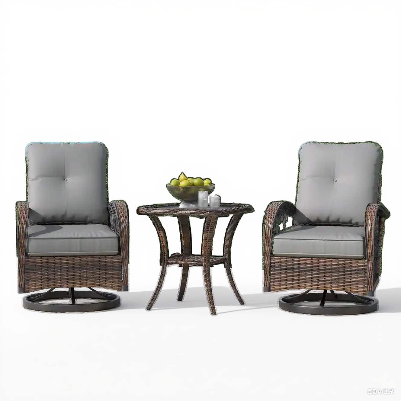 U-HOMY - Outdoor Swivel Rocking Chair Set with Glass Table - Gray price history on PriceWatchPro