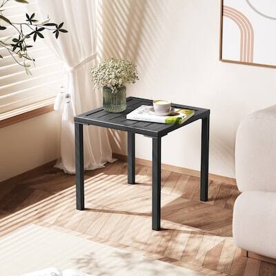 Alt View 5. Crestlive Products - Crestlive Products 2pc 16in Aluminum Patio Side Square Outdoor End Table - Black.