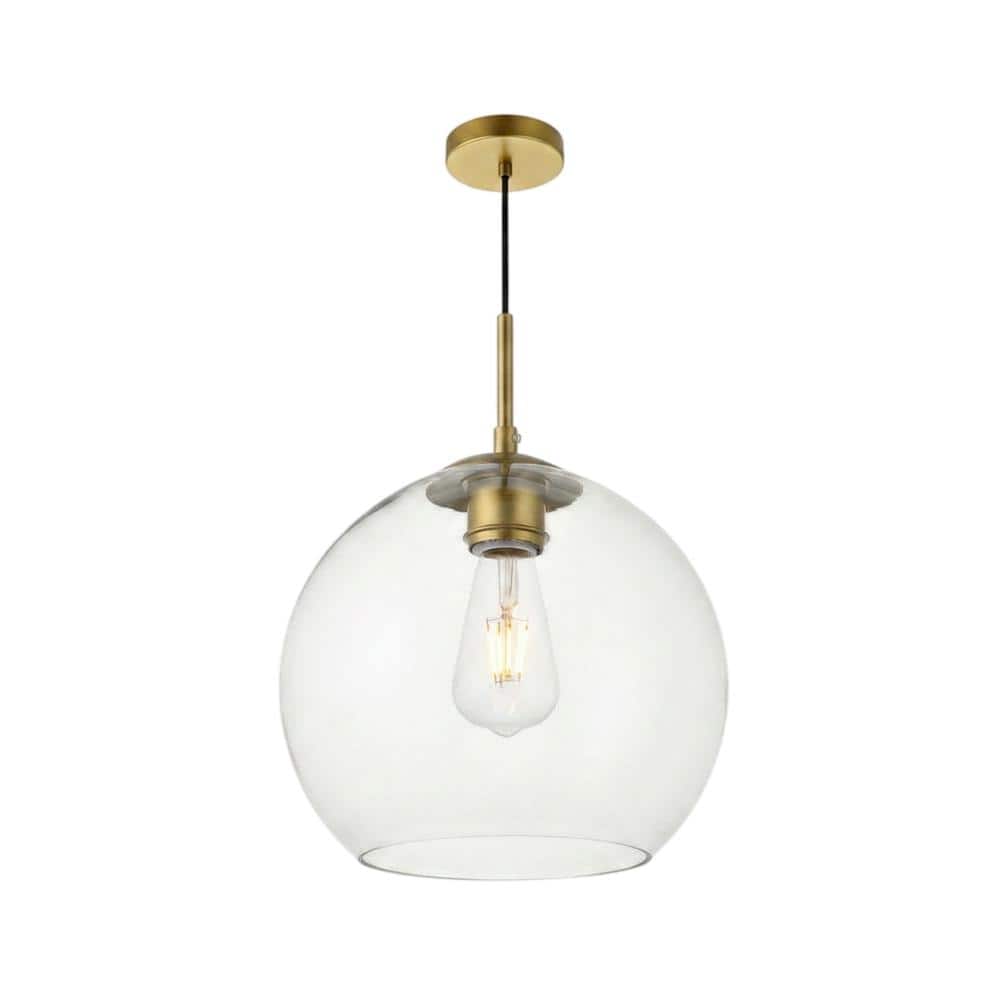 Living District - Baxter 1 Light Brass Pendant With Clear Glass - Brass And Clear
