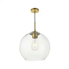 Living District - Baxter 1 Light Brass Pendant With Clear Glass - Brass And Clear