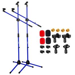 5 CORE - Mic Stand 2 Pcs Floor Height Adjustable Tripod Microphone Stands w Extending Telescoping Boom Arm